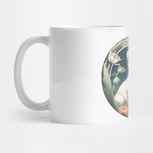 White Frenchie With Lilies Mug